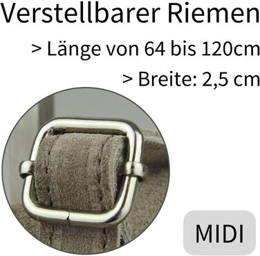 Сумка поясна жіноча Frentree® зі шкіри, Італія, крос-боді, через плече, срібний блискавка, MAXI (Taupe, замша)