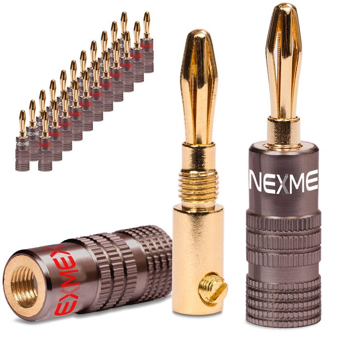 Бананові роз'єми NEXMEX 4 мм, 10 шт. Ultimate - позолочені 24K для акустичних кабелів Hi-Fi