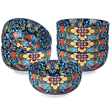 Набір мисок Vancasso з богемської кераміки, 800 мл, кольоровий набір мисок для кухні, сумісний з посудомийною машиною та мікрохвильовою піччю, для салату, макаронів, рису, вівсянки, фруктів