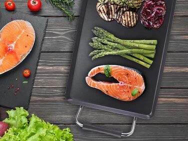 BEPER Electric Grill with Glass Lid - Non-Stick Coated Grill Plate, Stainless Steel, 1800W