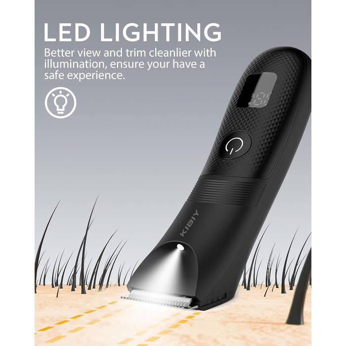 Електричний чоловічий триммер для тіла Kibiy з LED-дисплеєм, IPX7, олія для лез