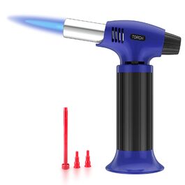 Нагрівач для крем-брюле, заправний, міні-розмір з регулюванням полум'я, для десертів, BBQ (бутан не входить) (синьо-чорний)