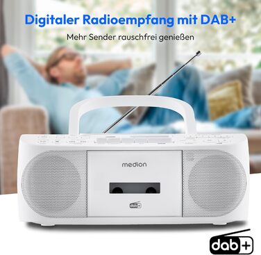 MEDION DRX-1 Plus Boombox: радіо DAB+, Bluetooth, CD-плеєр, MP3, касетний, AUX, зелений