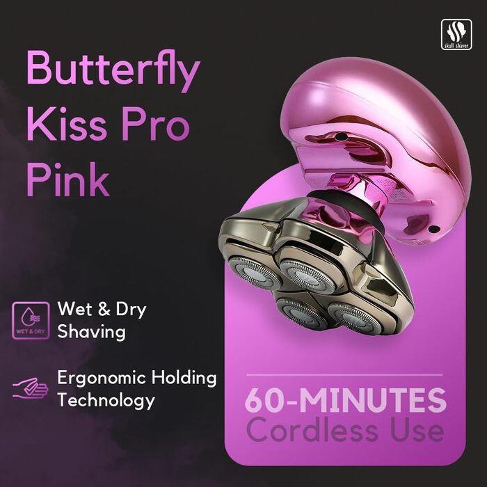 Тріммер для тіла та голови Skull Shaver Butterfly Kiss Pro – жіночий електричний триммер, рожевий