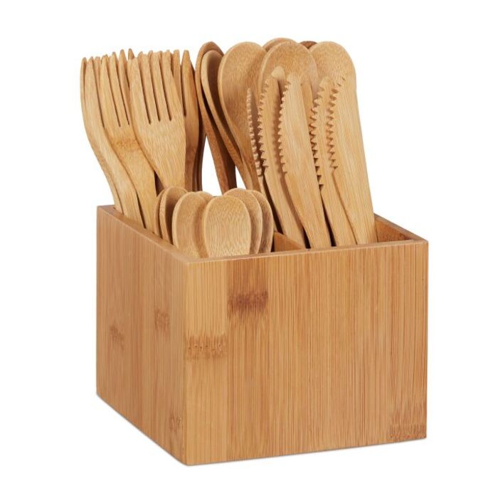 Relaxdays Bamboo Cutlery Set