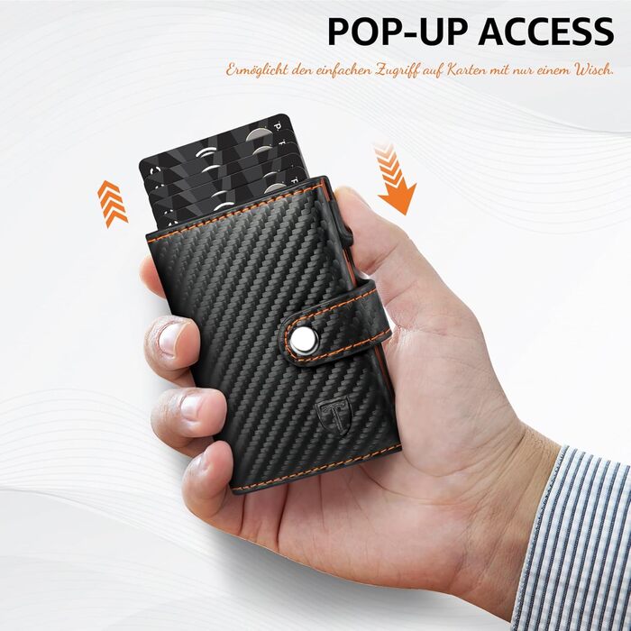 Чоловічий гаманець TENBST з відділом для дрібниць та захистом RFID, Slim Wallet, картхолдер, гаманець-картхолдер, 10 відділень для карток, помаранчевий (помаранчево-чорний)