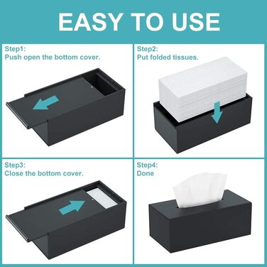 HIIMIEI Cosmetic Tissue Box, 25.0x13.0x9.0 cm Acrylic Tissue Box | Tissue Box with Magnetic Cover for Dining Room Bathroom Bedroom Car Office - Matte Black