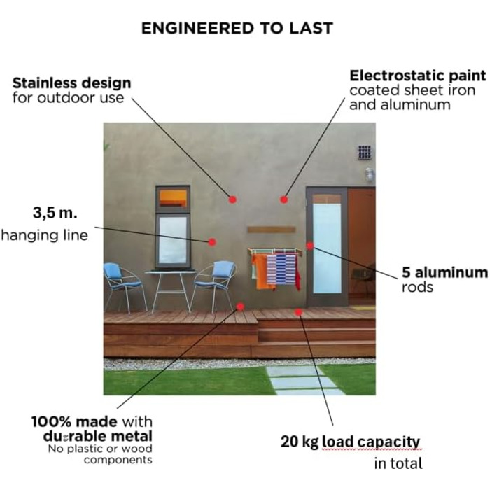 Настінна сушарка для білизни, розсувна, чорна, 70 см