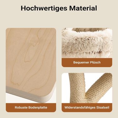 Кігтеточка для котів Fudajo Designer у вигляді дерева, 130 см, з плюшем та сизалем, з гамаком