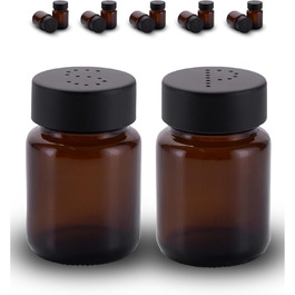 Salt and Pepper Shaker Set in Brown Glass - Salt Shaker with Stainless Steel Lid – Shakers for Pepper and Salt - Small and Modern Table Shakers - Salt & Pepper - 5 Sets