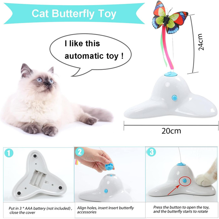 18 PCS Interactive Automatic Butterfly Cat Toy with Kitten Play Balls for House Cats Adults - 18 Pack Gift