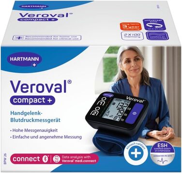 Тонометр Veroval Compact + на плечі, BPU 26: виявлення фібриляції передсердь (AFib), передача даних у додаток, Bluetooth