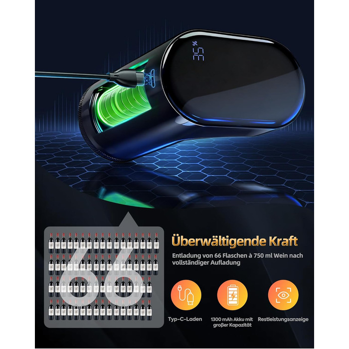 Електричний декантер для вина 5-в-1 з регулюванням дозування, цифровий виливач, автоматичний дозатор вина, чорний | Подарунок
