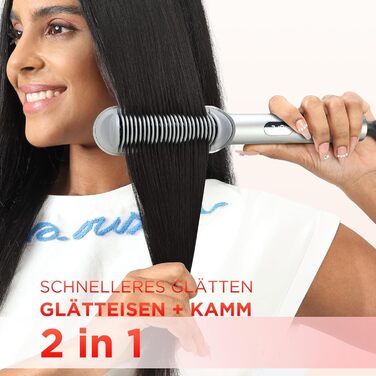 Випрямляюча щітка PARWIN PRO BEAUTY з LED-дисплеєм, захистом від опіків та 4 температурними режимами (срібна)