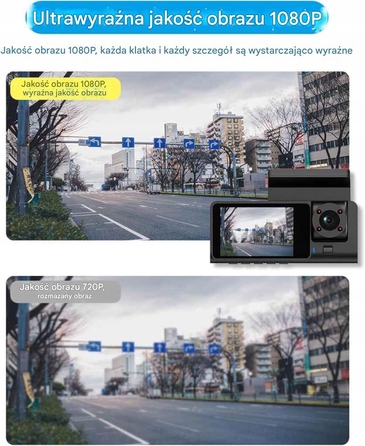 3-канальний автомобільний відеореєстратор Full HD: передня та задня камери, Wi-Fi, нічний режим