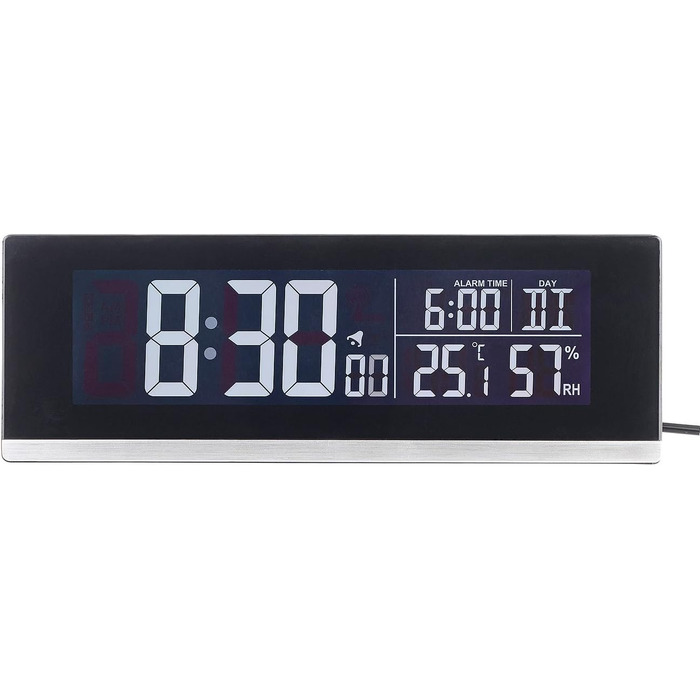 Infactory Table Clock with Thermometer: Table Radio Alarm Clock with Thermometer, Hygrometer, and USB Charging Port, 2A (Table Radio Clock, Digital Table Clock, Apple iPhone Charging Cable)