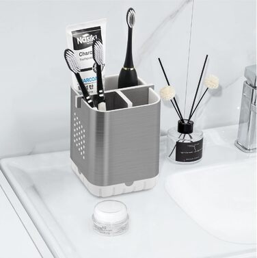 Тримач для електричної зубної щітки з підставкою для насадок та зливом | Організатор для ванної кімнати