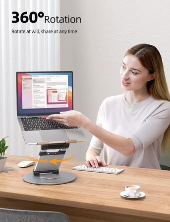 NULAXY Adjustable Laptop Stand - 360° Swivel Base, Height Adjustable up to 20