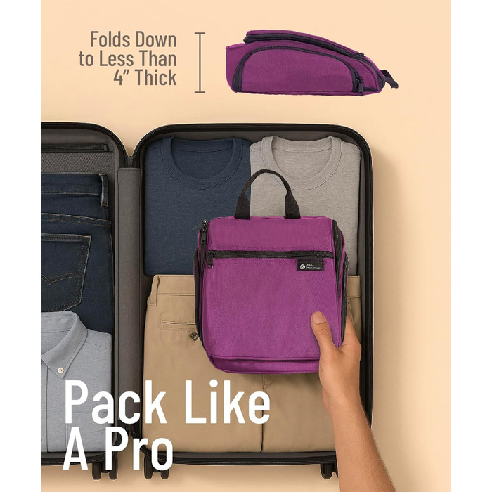 Органайзер для косметики та туалетних аксесуарів D&D – Розкладний дорожній органайзер для жінок та чоловіків (фіолетовий)