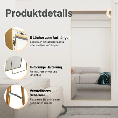 Stehender Ganzkörperspiegel mit Metallrahmen