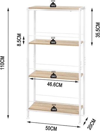 WOLTU 4-Tier Corner Shelf - White Oak & White Finish