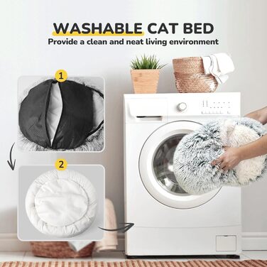 CATISM Cat Bed Washable Cat Sleeping Place for Cats Plush Pet Cat Head Pillow Cat Cushion Fluffy Kitten Puppy Snuggle Bed Pet Bed Grey