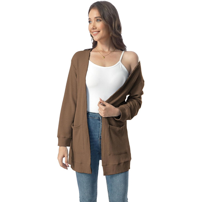 Кардиган чоловічий Daen Langar Casual Lang Elegant з кишенями, в'язаний, коричневий (3XL)