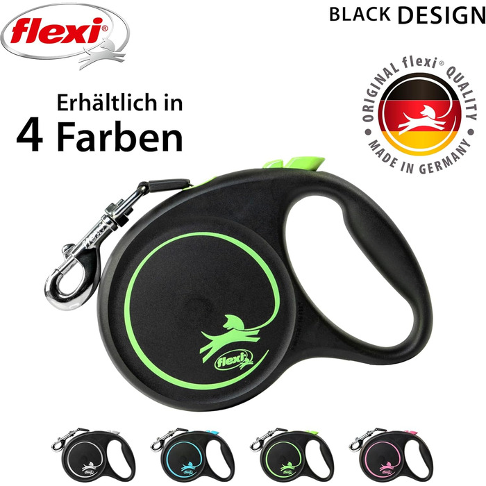 Flexi Roll-Leine для собак до 25 кг, чорно-зелена, L (50 кг)