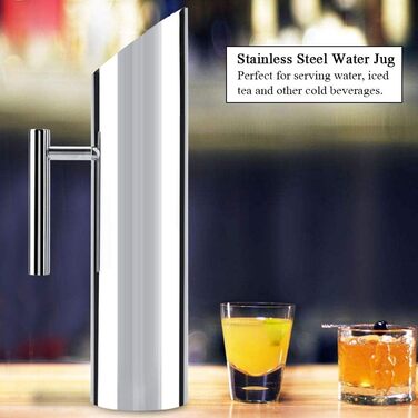 2L Stainless Steel Water Jug, Cold Drinking Jug, Home Hotel Serving Tool, with Ice Protection and Ergonomic Handle, for Serving Water, Iced Tea, and Other Cold Beverages