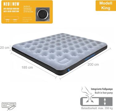 Надувний матрац High Peak Comfort Plus для кемпінгу та гостей з насосом, 200 x 185 x 20 см