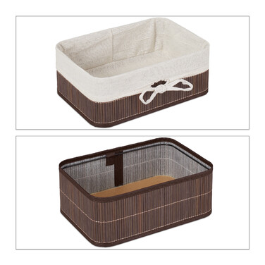 Relaxdays Bamboo Storage Baskets - Set of 3