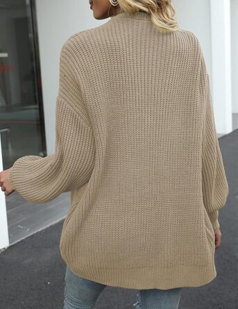 Жіночий кардиган оверсайз з грубого в'язання, теплий, з відкритою спиною, бежевий (XL)