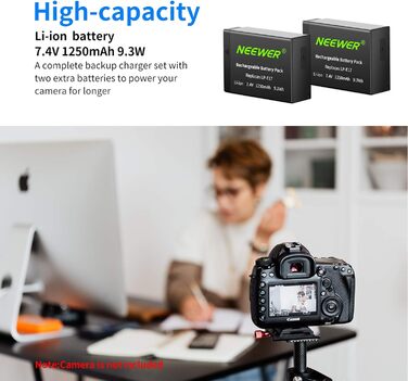 Запасний акумулятор Neewer для Canon EOS 7D Mark II та інші моделі, 2 шт. 2000mAh, комплект з зарядним пристроєм (LP-E17)