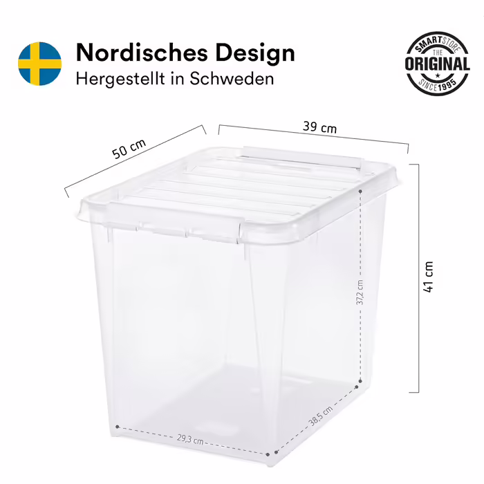 SmartStore - 4x Storage Box with Lid Classic 8L (34x25x16cm) | Stackable Box with Lid | Food-Safe Plastic Box | Plastic Box with Lid & Reinforced Corners | 10 Year Warranty (52 L)