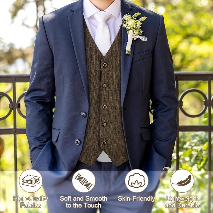 Жаккардова жилетка для костюма: вінтажний стиль, ідеальна для весілля, ділових зустрічей та святкування. Колір: хакі, розмір XL