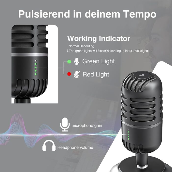 Мікрофон USB для ПК, PS4, PS5: ігровий, для стрімінгу, подкастів та запису звуку. Підходить для Mac та Windows