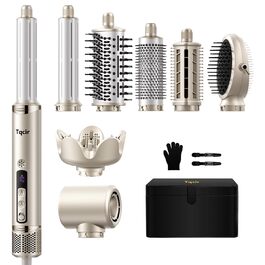 Airstyler 8-в-1: комплект для укладки та сушки волосся з автоматичною завивкою, щіткою, концентратором, дифузором, швидка сушка, без пошкодження волосся, золото