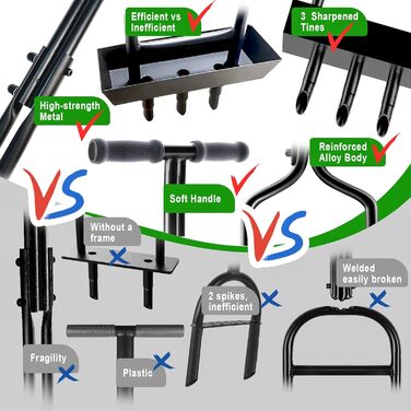 EEIEER Lawn Aerator, Aerifier for Lawn Hollow Spoon with Storage Tray and Garden Tools, T-Handle Lawn Aerator Verticutierer Heavy Duty Lawn Scarifier Lawn Aeration for Compacted Soils Lawn Care