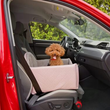 Автоматичне сидіння для собак 2в1 | Універсальний автосидіння для собак та котів | З штучної шкіри та плюшу, 48 x 48 см (Рожевий)