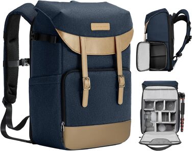 Рюкзак для камери K&F Concept Rolltop 20L: водонепроникний, для Canon, Nikon, Sony, Fujifilm, Olympus, з відділенням для ноутбука 15.6 дюймів (сірий/зелений)