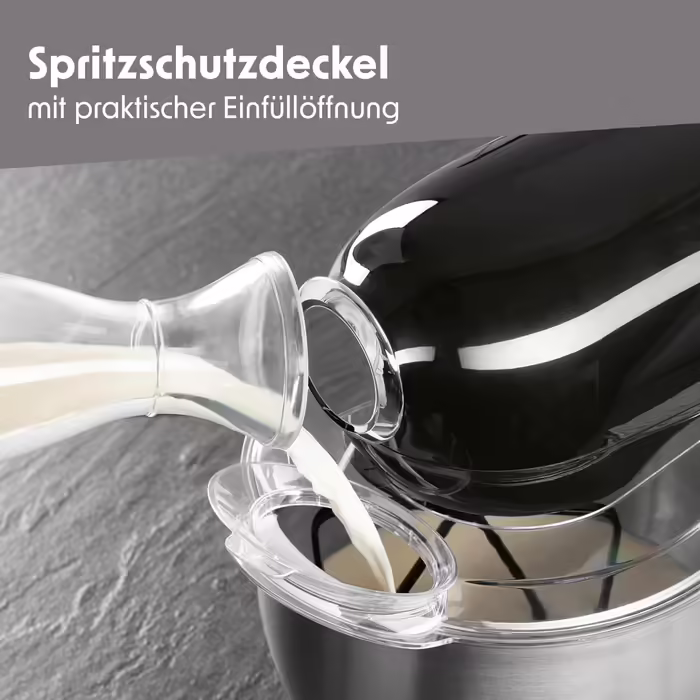 Gourmetmaxx Kitchen Machine & Mixer | Multifunctional Kitchen Helper incl. Mixing Bowl and Attachments | Powerful Mixer with Whisk and More | Electric Stand Mixer [black]