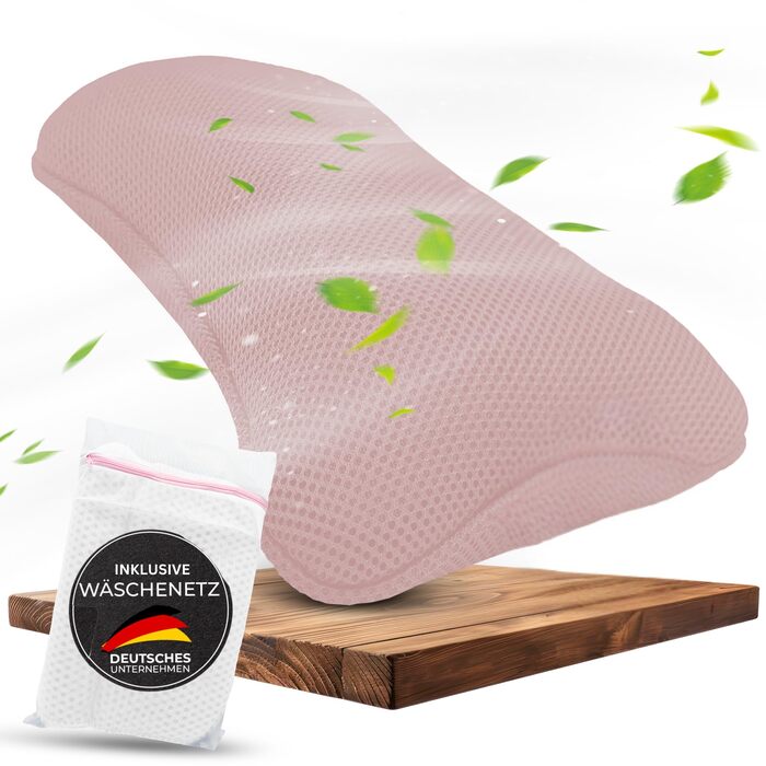 Подушка для ванни з сіткою для прання - Максимальний комфорт та релаксація з технологією Air Mesh. Подушка для ванни з 4 міцними присосками. Підтримка шиї та голови (рожева)