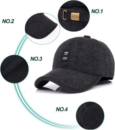 Кепка CLAPE з відворотом на вухах, повна кепка для чоловіків, спортивна шапка в стилі Old School, Dad Hat, в'язана шапка для зими/осені/весни, універсальний розмір (GSDT5-Coffee)