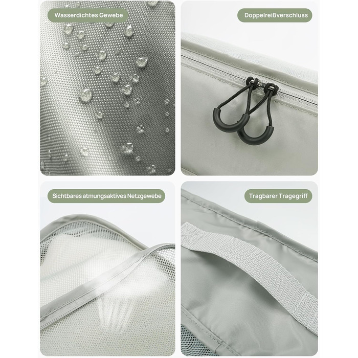 Органайзери для валізи Packing Cubes, 8 шт., сірі - дорожній набір для подорожей, водонепроникні, з косметичкою