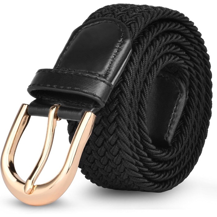 Чоловічий та жіночий тканинний ремінь Flintronic з еластичною плетінням, ширина 3.3 см, довжина 107 см (для обхвату талії 76-115 см), колір чорний