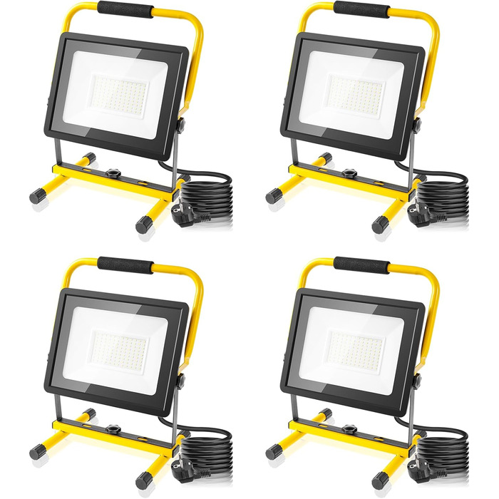 Набір з 2 LED прожекторів wowspeed 100W 10000Лм, 6500K, IP66, робочі лампи для будівництва та майстерні, з кабелем 3м і штекером, холодне біле світло