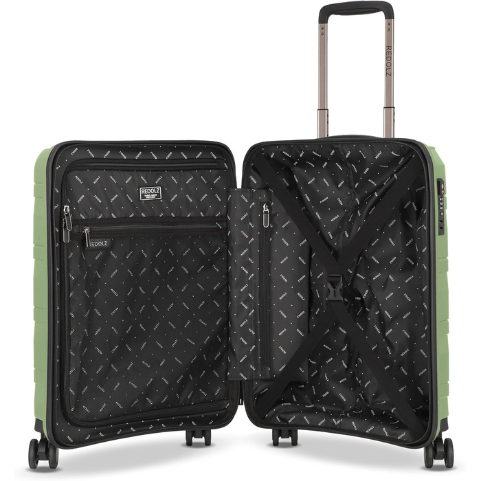 Чохол-валіза REDOLZ Hartschalen Check-in Essentials 10 | Великий XL валіза-ролер 50 x 30 x 76 см з легкого поліпропілену | 4 подвійні колеса, TSA | Зелений металік