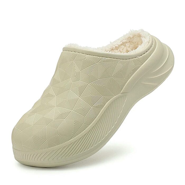 Тапочки жіночі товстої підошвою, теплі, бавовняні, для дому та вулиці, водонепроникні, зимові, для чоловіків та жінок, розмір 38-39 (Бежевий, 42/43 EU)