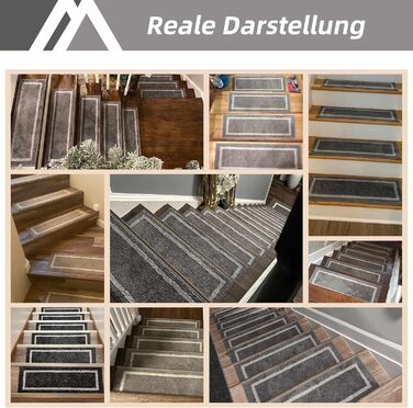 Килимок на сходи COSY HOMEER, 70x22 см, 15 шт., самоклеючий, антиковзкий, машинного прання, 100% поліестер, TPE-підкладка, чорний