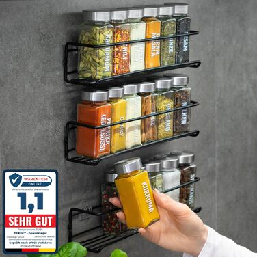 DEKOFY® Spice Rack with 18 Jars - for Hanging on Wall & Cabinet Door - No Drilling Required - Wall Spice Rack, Cabinet Door Spice Rack, Hanging Spice Rack, Spice Organizer